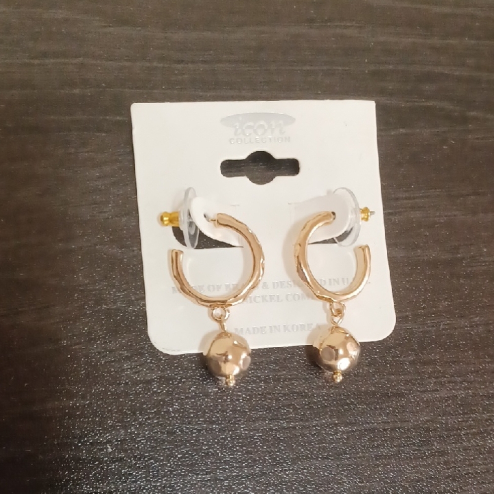 ICON Gold Hoop Earrings with Sphere Accent